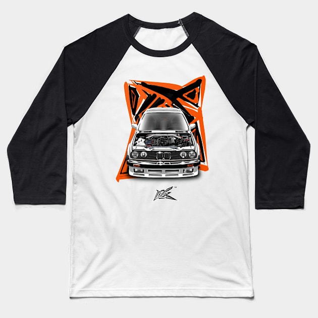 bmw e30 316is open hood bonnet Baseball T-Shirt by naquash